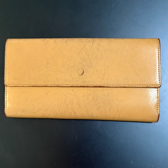 Gucci Vintage 90s Tom Ford Continental Wallet Beige Trifold Leather G Clasp - Picture 9 of 16